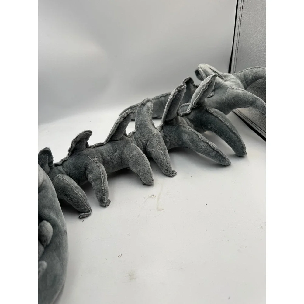 Gray Plush Dinosaur Fossil T-Rex Skull Mask and Spiked Tail Costume  Unisex 45in